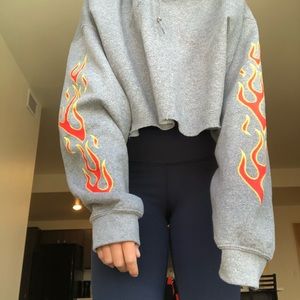 flame cropped hoodie